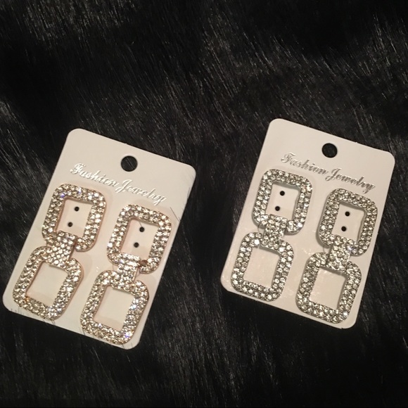 ✨GLITZ & GLAM✨SPARKLY EARRINGS-GOLD OR SILVER-DROP STUD EARRINGS - Picture 7 of 9